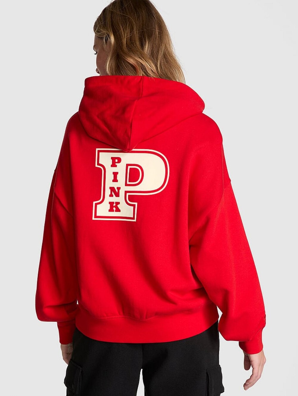 Victoria's Secret PINK Vermillion Red Zip-Up Hoodie Campus Sweatshirt Size Small